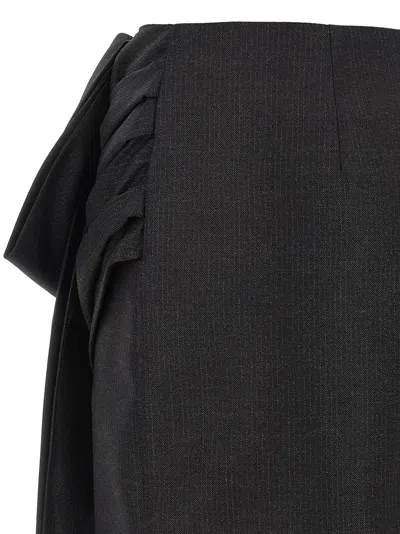 Pinko Asymmetric Hem Skirt Bow Detail In Black