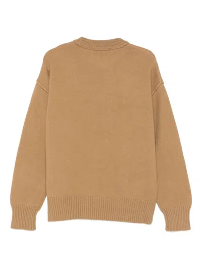 Ami Alexandre Mattiussi Ami Paris Ami Paris De Coeur Wool Sweater In Brown