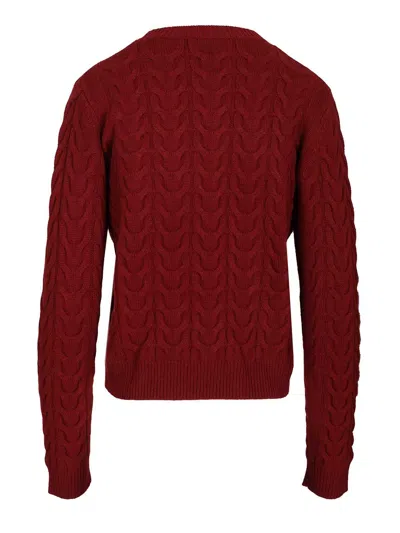 Max Mara Aramis Crewneck Cable Cachemire Knitwear Red In Burgundy