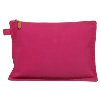 Pre-owned Hermes Hermès Bora Bora Pink Canvas Clutch Bag ()