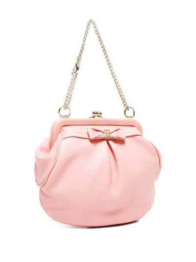 Pre-owned Ferragamo 2000-2015 Mini Bow Shoulder Bag In Pink