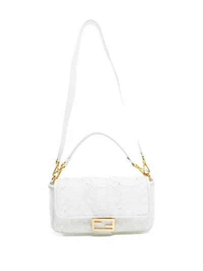 Pre-owned Fendi 2020-2025 Mamma Baguette Tote Bag In White