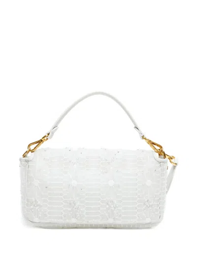 Pre-owned Fendi 2020-2025 Mamma Baguette Tote Bag In White