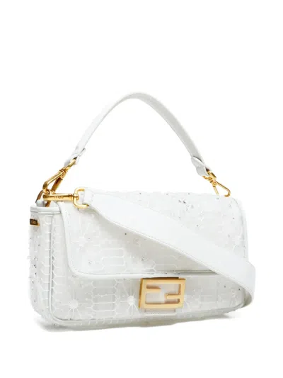 Pre-owned Fendi 2020-2025 Mamma Baguette Tote Bag In White