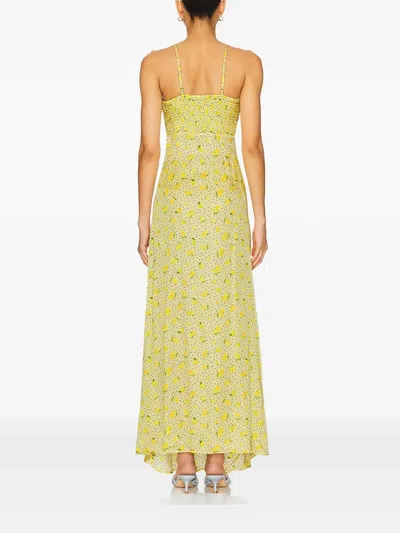 Leslie Amon Tie Lemon-print Slip Maxi Dress In Multi