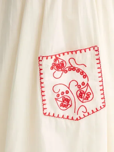 Never Fully Dressed Pollenca Embroidered Cotton Midi Skirt In Multi