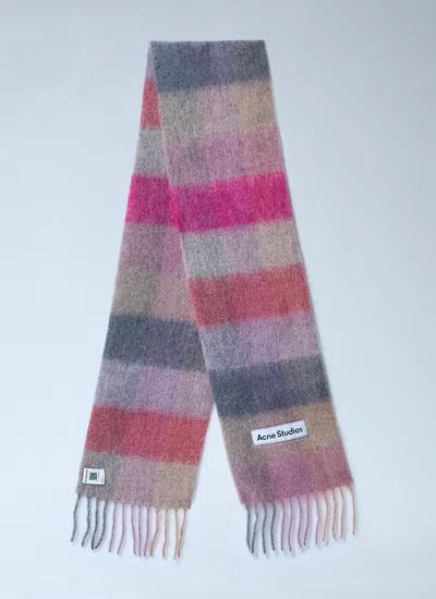 Acne Studios Women Logo Patch Check Scarf In Multi