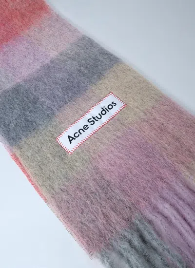 Acne Studios Women Logo Patch Check Scarf In Multi