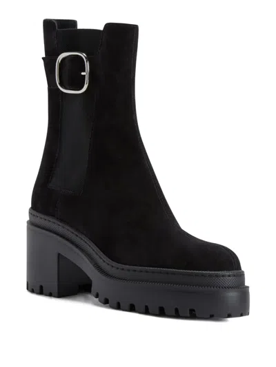 Giuseppe Zanotti Platform Suede Chelsea Boots In Black