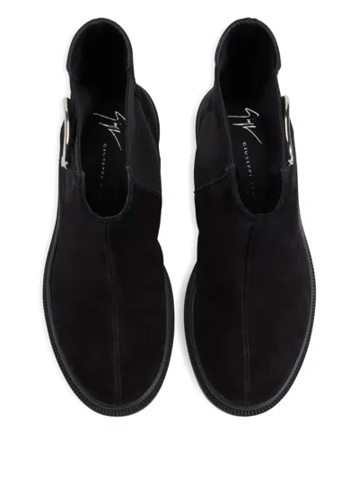 Giuseppe Zanotti Platform Suede Chelsea Boots In Black