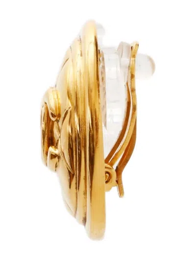 Pre-owned Chanel 1980-1990 Cc-logo Clip-on Earrings In Gold