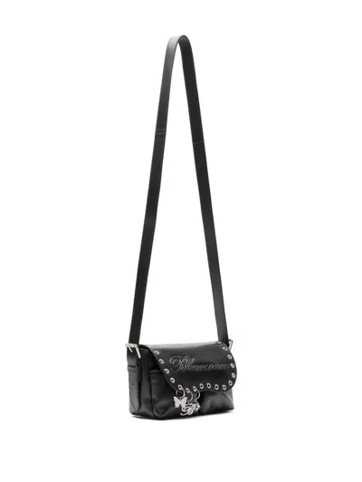 Blumarine Eyelet Butterfly-charm Shoulder Bag In Orange