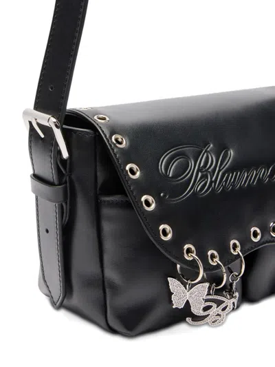 Blumarine Eyelet Butterfly-charm Shoulder Bag In Orange