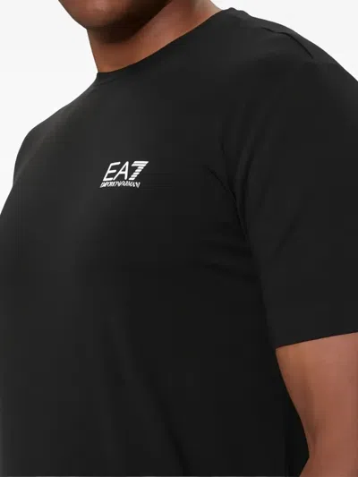 Ea7 Logo Cotton T-shirt In Black