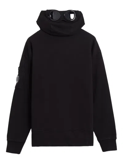 C.p. Company Logo Hooded Sweatshirt In Black