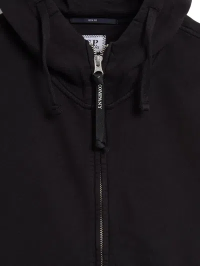 C.p. Company Logo Hooded Sweatshirt In Black
