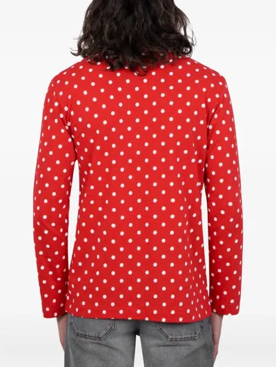 Comme Des Garçons Homme Deux Polka-dot Long-sleeve T-shirt In Red