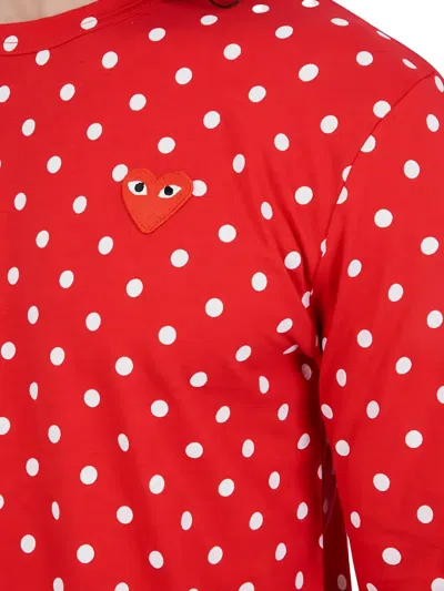 Comme Des Garçons Homme Deux Polka-dot Long-sleeve T-shirt In Red