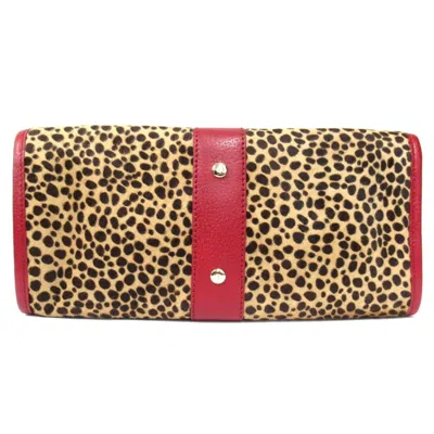 Pre-owned Kate Spade Brown Red Color Leather Clutch Bag () In Multi