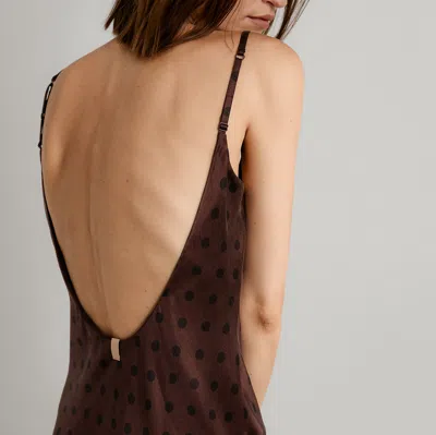 Lunya Washable Silk Bias Slip Dress Chocolate Ellipsis In Brown