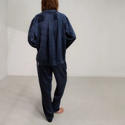Lunya Washable Silk Long Sleeve Pant Set Blue Ellipsis In Blue