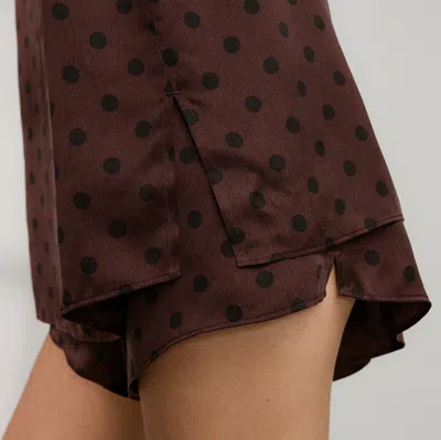 Lunya Washable Silk Tee Short Set Chocolate Ellipsis In Brown
