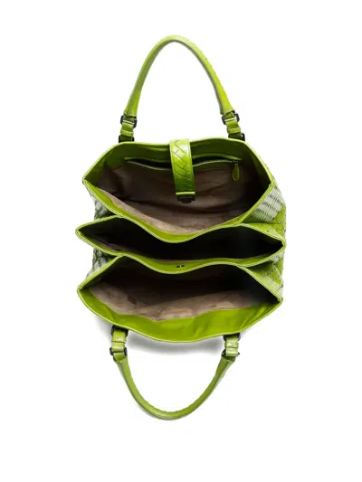 Pre-owned Bottega Veneta Roma Intrecciato Tote Bag In Green