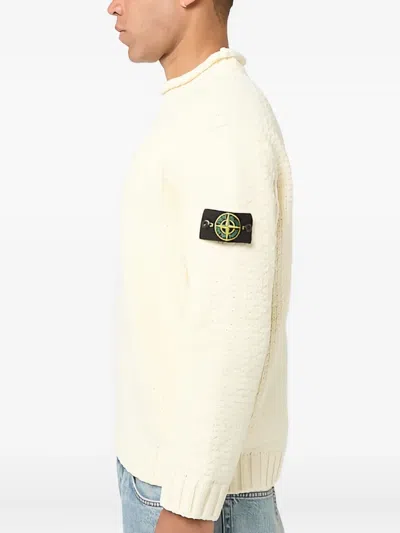 Stone Island Roll-neck Patch Sweater In Neutral