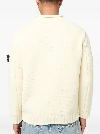 Stone Island Roll-neck Patch Sweater In Neutral
