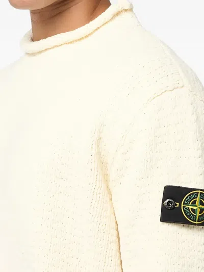 Stone Island Roll-neck Patch Sweater In Neutral