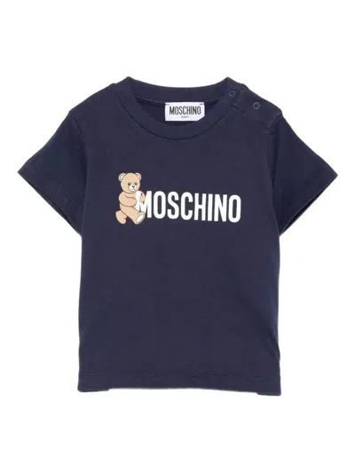 Moschino Teddy Bear Cotton T-shirt In Blue