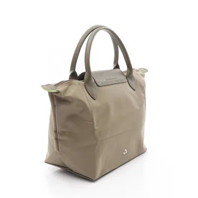Longchamp Le Pliage Khaki Nylon Leather Tote Bag In Brown