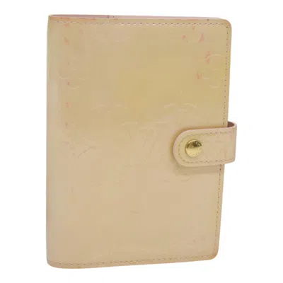 Pre-owned Louis Vuitton Agenda Pm Beige Patent Leather Wallet  () In Sand