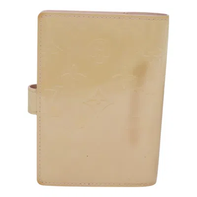 Pre-owned Louis Vuitton Agenda Pm Beige Patent Leather Wallet  () In Sand