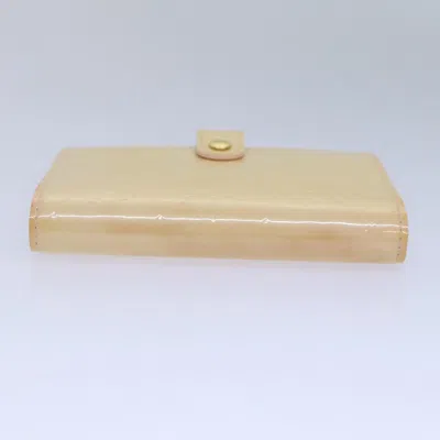 Pre-owned Louis Vuitton Agenda Pm Beige Patent Leather Wallet  () In Sand