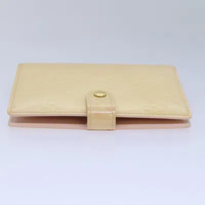 Pre-owned Louis Vuitton Agenda Pm Beige Patent Leather Wallet  () In Sand