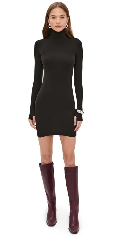 Commando Ballet Body Turtleneck Mini Dress With Thumbholes Black In Black