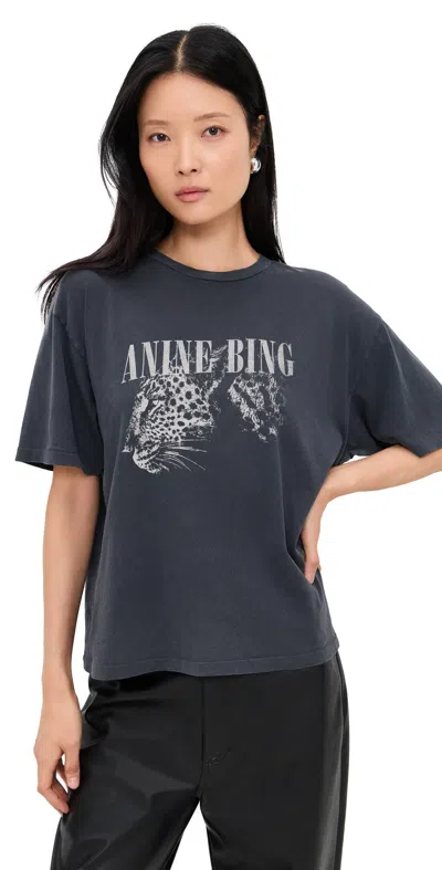 Anine Bing T-shirt Cohen In Cotone Ardesia Donna In Black