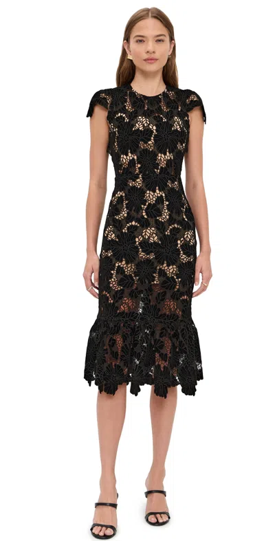 Alice And Olivia Clover Open Back Midi Dress In Black