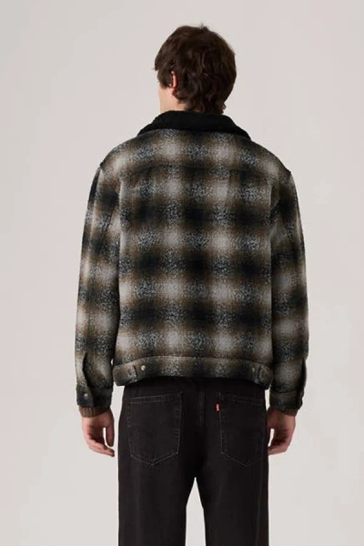 Levi's Relaxed Fit Plaid Sherpa Trucker Jacket In Brown