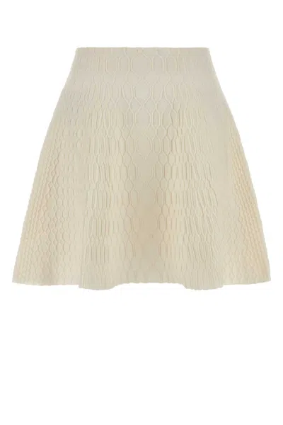 Balmain Crocodile-knit Flared Midi Skirt In White