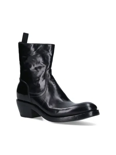 Premiata Soldier Side Zip Western Boots In Black