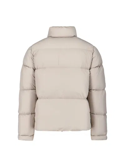 K-way Beige Minimalist Jacket With Front Zipper Closure In Neutral