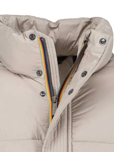 K-way Beige Minimalist Jacket With Front Zipper Closure In Neutral