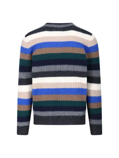 Drumohr Striped Crew Neck Long Sleeve Sweater In Multi