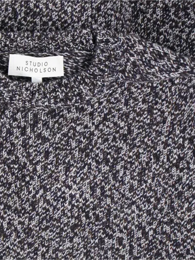 Studio Nicholson Textured Multicolour Sweater With Dynamic Pattern In Gray