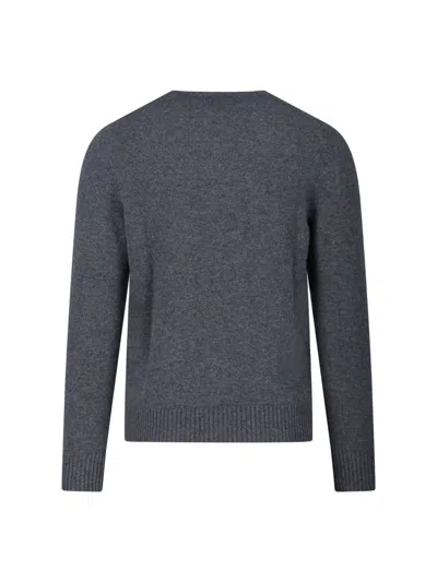 Drumohr Textured Knit Grey Sweater With Round Neckline In Gray