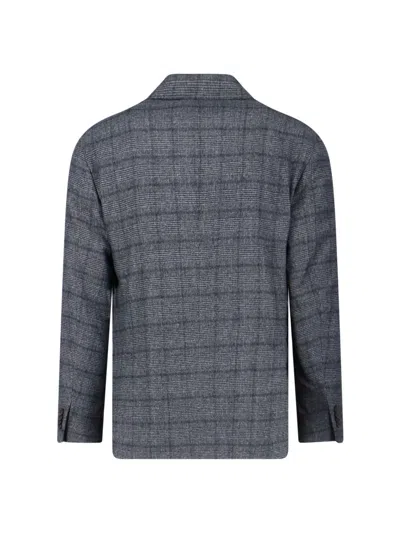 Boglioli Double-breasted Check Pattern Blazer Jacket In Gray