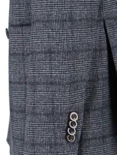 Boglioli Double-breasted Check Pattern Blazer Jacket In Gray