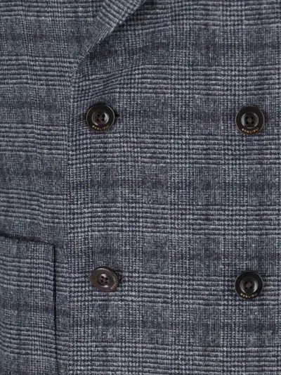 Boglioli Double-breasted Check Pattern Blazer Jacket In Gray